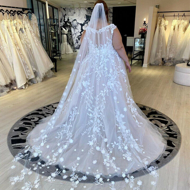 Plus Size 3D Floral Appliques Wedding Dress A Line Blush Pink Bridal Gowns Sleeveless V-neck Boho Beach Bride Dresses 2022 Romantic Long Tulle Robe De