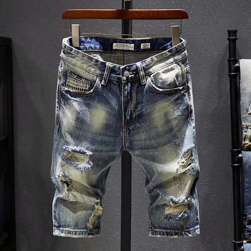 Men's Jeans Summer Men's Stretch Ripped Short Fashion Casual Loose High Quality Elastic Tooling Broken Hole Denim Shorts MaleMen's, Blue
Men's Jeans Summer Men's Stretch Ripped Short Fashion Casual Loose High Quality Elastic Tooling Broken Hole Denim Shorts MaleMen's, Blue