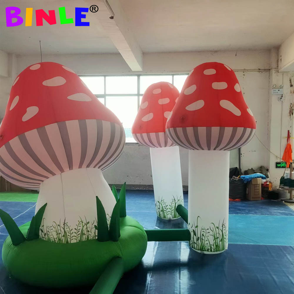 Large Festival Vivid Colorful Inflatable Mushroom With Led Lights For Party decoration Alice In Wonderland Supply