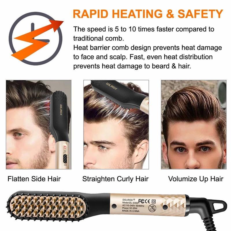 Men's Beard Hair Styler Curling Hair Straighteners Brush Iron Electric Comb Straightener Fast Heating Curler Hair Caring Tools 220602