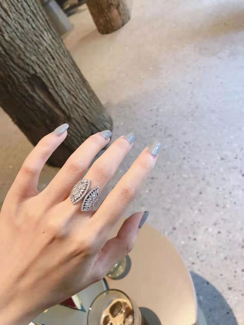 Choucong Ins Top Sell Wedding Rings Simple Fashion Jewelry 925 Sterling Silver Marquise Cut 5A Cubic Zircon Eternity Women shell Open Adjustable Ring 