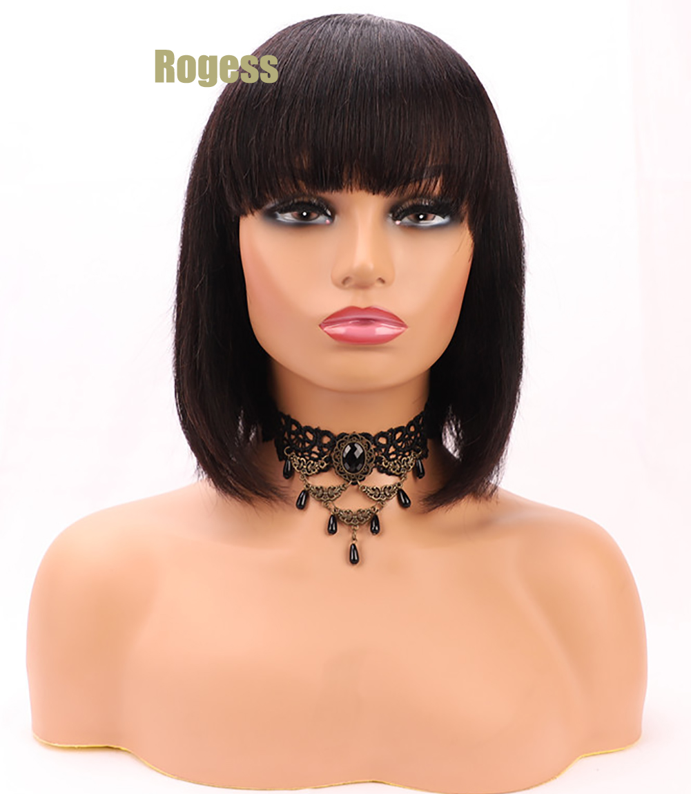 Fashion Mechanism Brazilian Human Hair Wig BOBO Micro Wave Beautiful and Generous Natural color Short Straight wigs