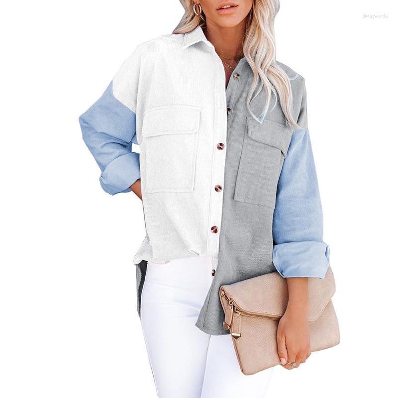Women's Blouses & Shirts Contrasting Corduroy Buttoned Loose Button Shirt Women Spliced Female Clothes Autumn Patchwork Ladies ShirtsWomen's, Khaki
Women's Blouses & Shirts Contrasting Corduroy Buttoned Loose Button Shirt Women Spliced Female Clothes Autumn Patchwork Ladies ShirtsWomen's, Khaki