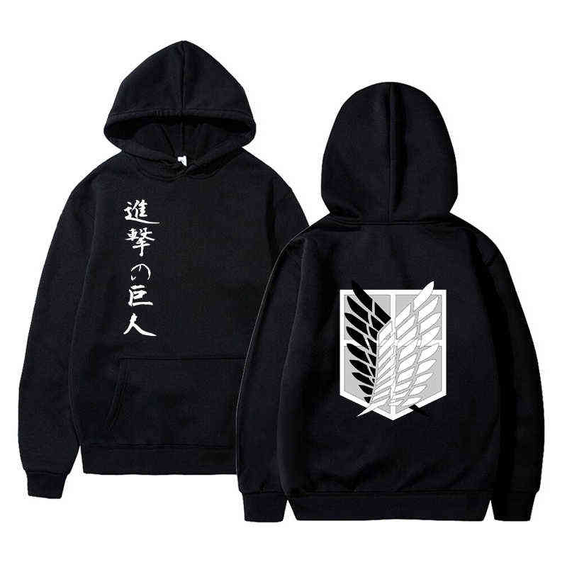 Quente anime ataque em titan hoodies levi ackerman com capuz swearshirts homens unisex casual solto pullovers roupas para a prim G220429