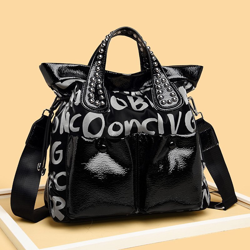 Fashion Branded Rivet Letter Women Handbag High Quality Leather Luxury Shoulder Bags Designer Large Capacity Black Messenger Bag, Small 28*27*11cm
Fashion Branded Rivet Letter Women Handbag High Quality Leather Luxury Shoulder Bags Designer Large Capacity Black Messenger Bag, Small 28*27*11cm