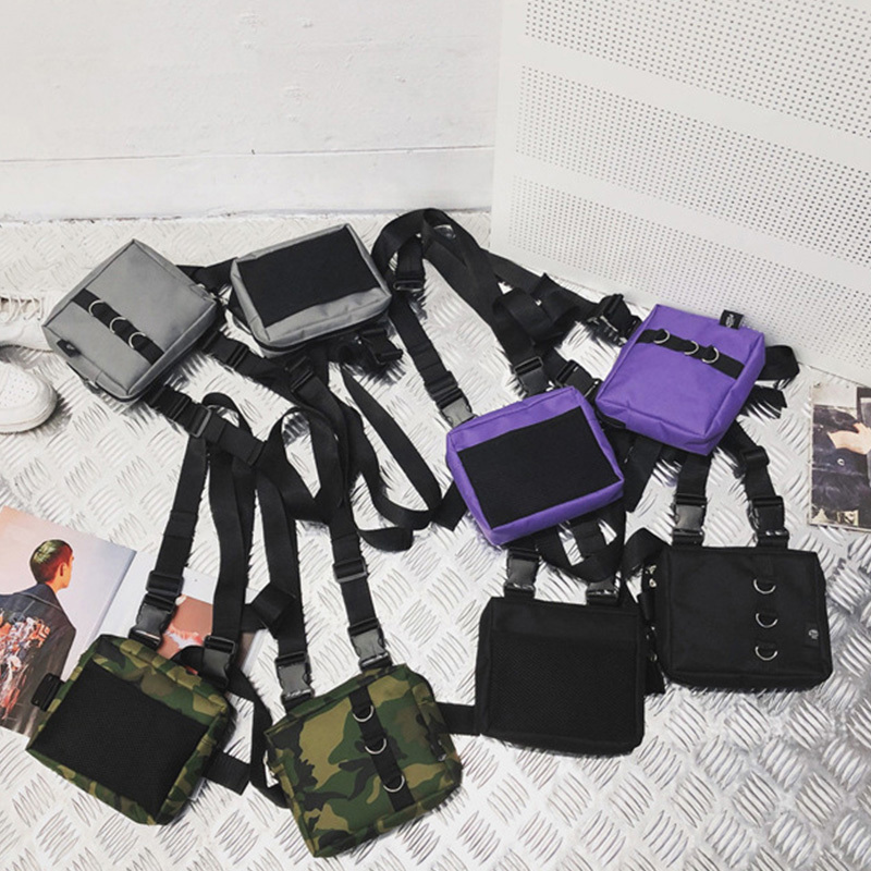 Punk Chest Bag Hip-Hop Tactical Streetwear Waist Pack Unisex Outdoor Functional Vest bags Two Pockets Harness Chest Rig Bag 220513