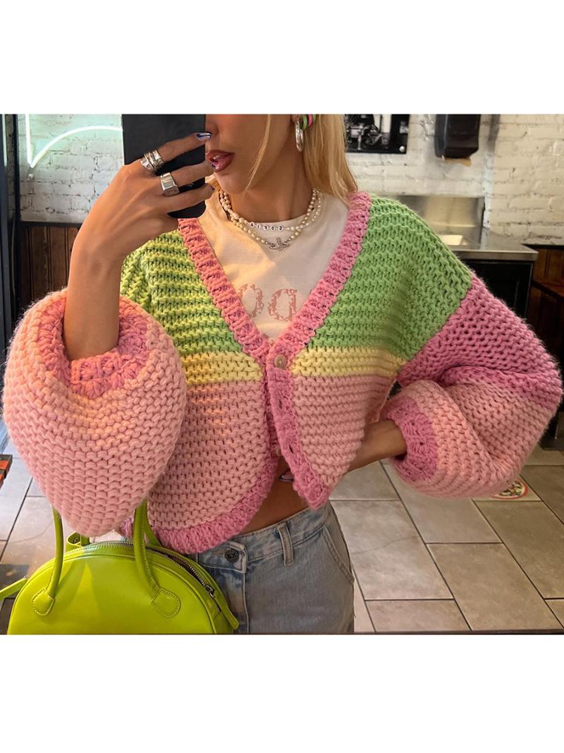 Women' Knits & Tees Y2k Knitted Sweater Cardigan Contrast Color V Neck Long Puff Sleeve Button Up Coat Women 2000s Fairy Grunge Stripe Swea, As pic
Women' Knits & Tees Y2k Knitted Sweater Cardigan Contrast Color V Neck Long Puff Sleeve Button Up Coat Women 2000s Fairy Grunge Stripe Swea, As pic