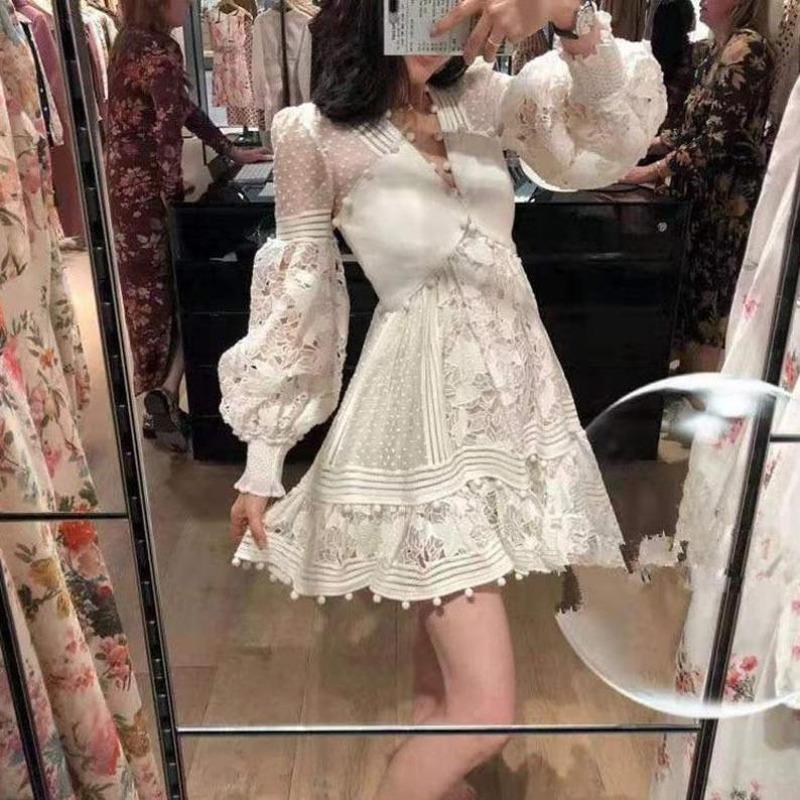 Casual Dresses Elegant Dress Fashion Streetwear Deep V-neck Long Sleeve Solid Color Sexy Collect Waist Hollow Out White Vestidos 
Casual Dresses Elegant Dress Fashion Streetwear Deep V-neck Long Sleeve Solid Color Sexy Collect Waist Hollow Out White Vestidos