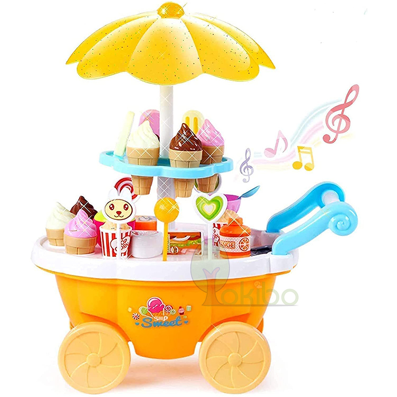 Kids Kitchen Play Toys for Girls Ice Cream Push Up Children Cooking Set Pretend For Boy 220725