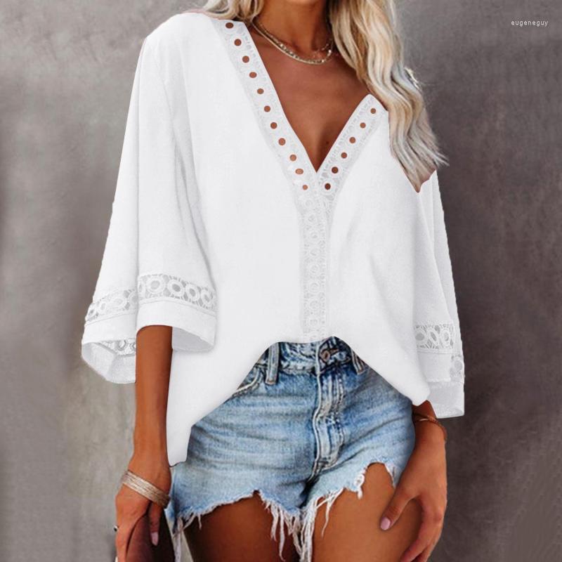 Women' Blouses & Shirts Lady Hollow Lace Three-quarter Sleeve Blouse Femme Casual V-neck Top Shirt Womens Tops And Camiseta Mujer 2022 Euge, Wine
Women' Blouses & Shirts Lady Hollow Lace Three-quarter Sleeve Blouse Femme Casual V-neck Top Shirt Womens Tops And Camiseta Mujer 2022 Euge, Wine