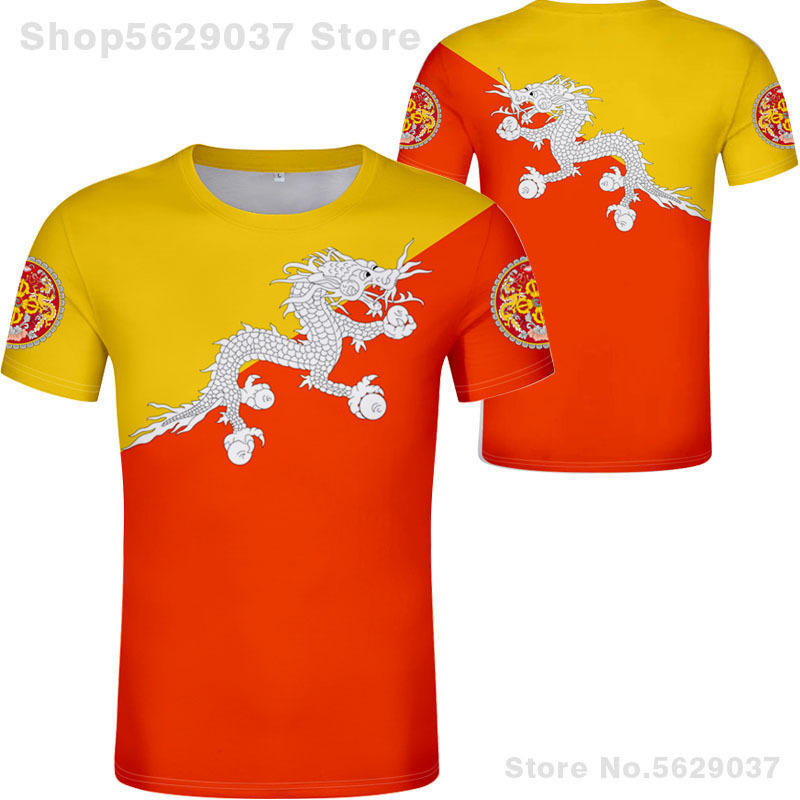 Bhutan T Shirt Free Custom Made Name Number Btn Country T-shirt Bt Black Nation Flag Kingdom Diy Red College Print Po Clothes 220702