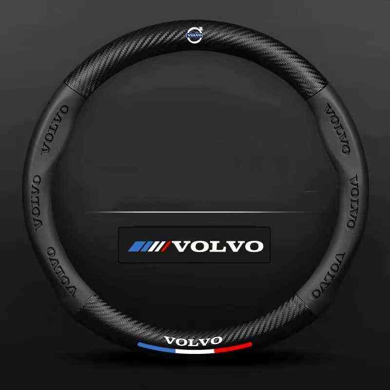 Car Carbon Fiber Steering Wheel Cover AntiSlip Suitable For Volvo V40 V60 V70 V80 V90 S40 S60 S80 s90 XC60 XC40 XC90 T4 T5 Awd J220808