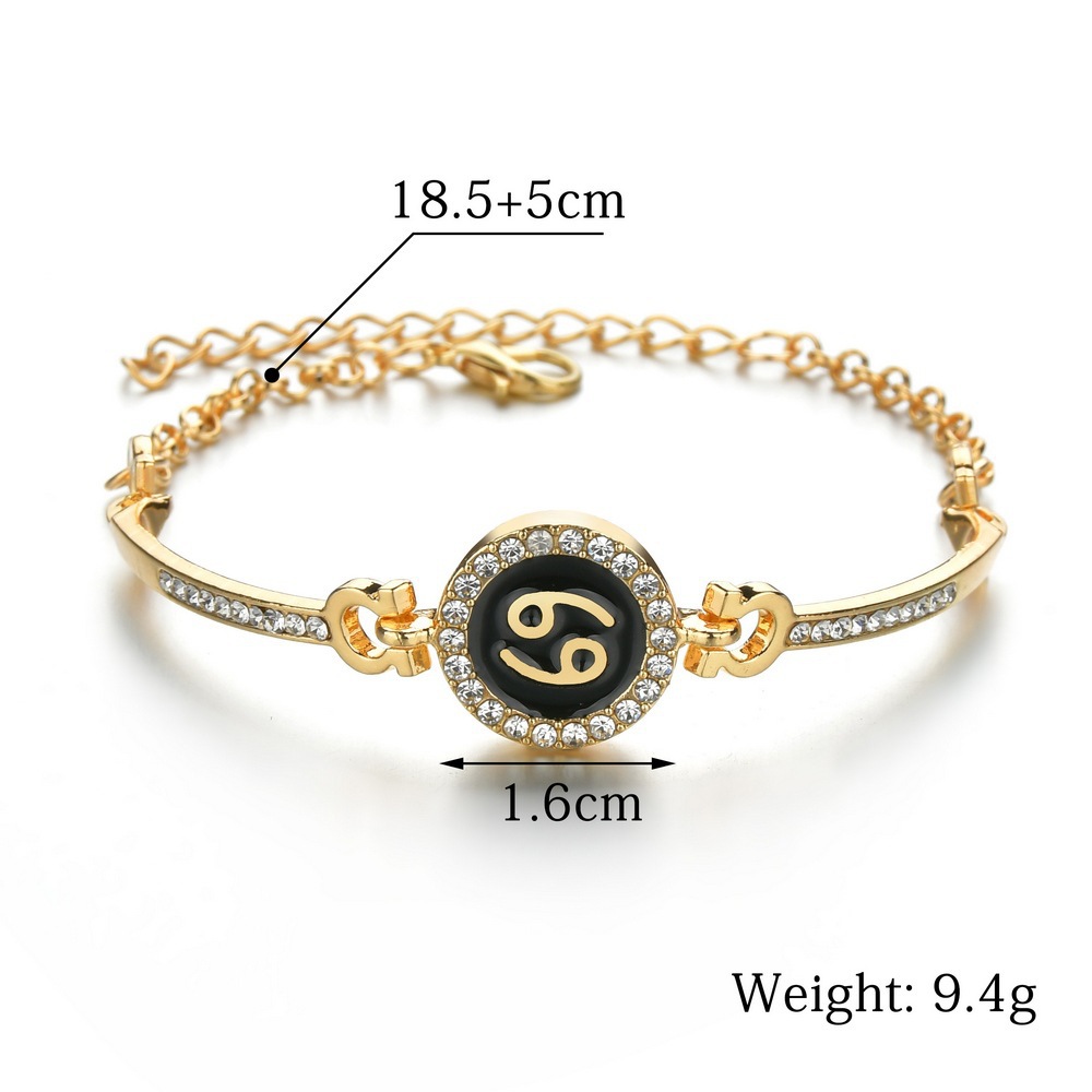 18K Gold Plated 12 Zodiac Austrian Crystal Bracelet for Women Fashion Diamond Horoscope Bangle Wish Jewelry Brithday Gift Wholesale Price