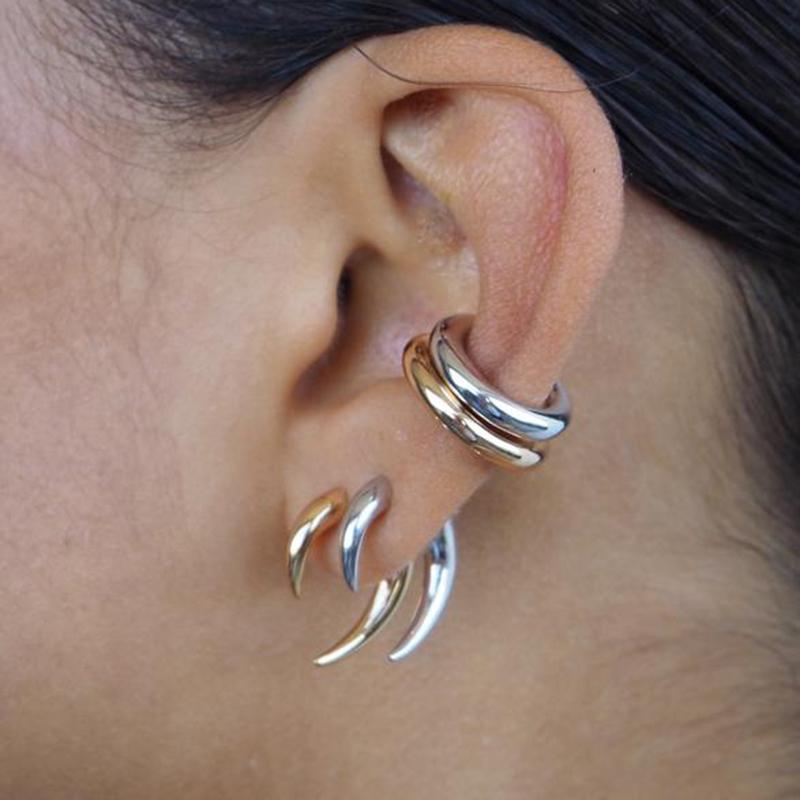 Stud Aide 925 Sterling Silver Bohemian Moon Earrings For Women Tribal Style Ox Horn Crescent Ear Huggies Fine Jewelry Gift