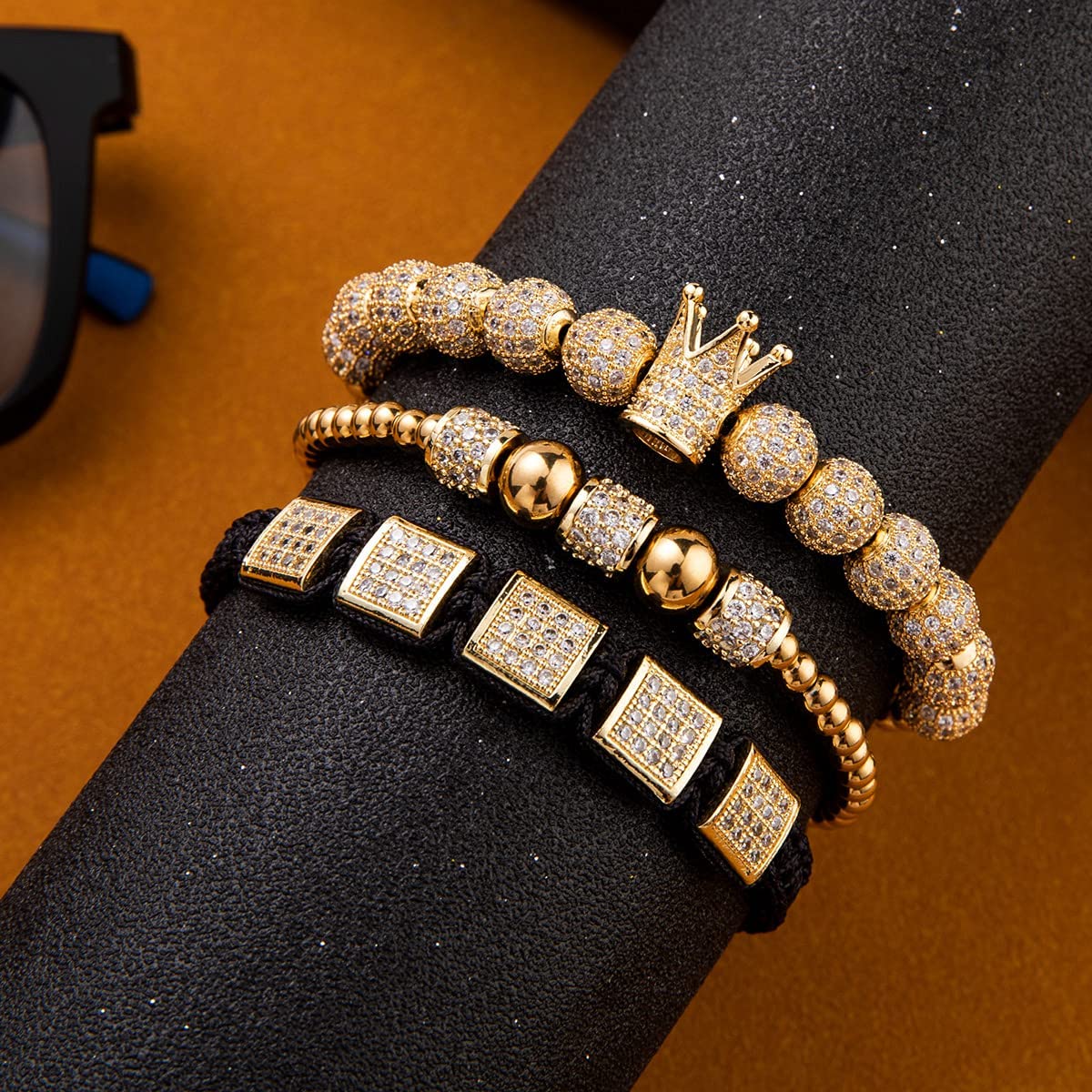 Imperial Crown King Mens Bracelet Pave CZ ,Gold Bracelets for Men Luxury Charm Fashion Cuff Bangle Crown Birthday Jewelry