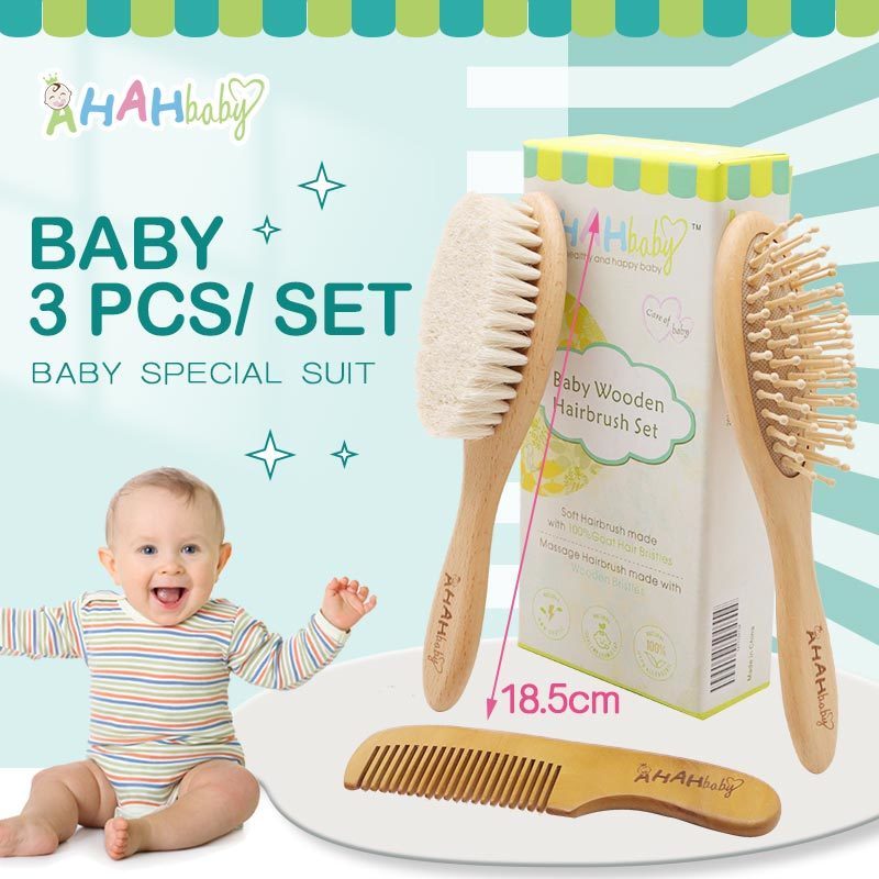 

Baby Hair Brush Personalized Wood And Comb Set For born Portable Pocket Goat Bath for Kids 220728