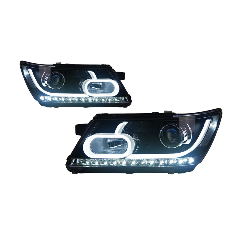 Cars Headlight For Dodge Journey Fiat Freemont 20 09-20 15 Headlights LED DRL Running Lights Bi-Xenon Beam Fog Lights Angel Eyes