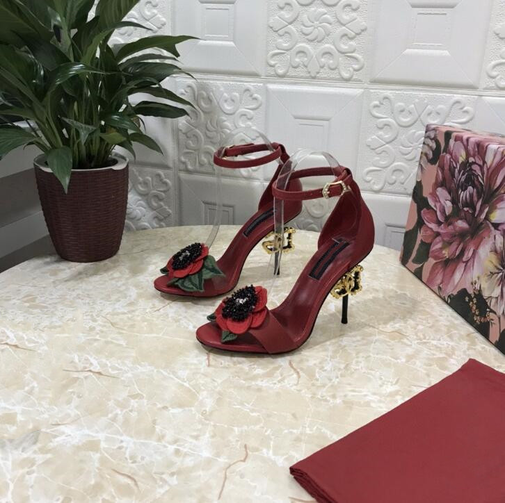 Ladies Newest Sandals Stiletto Heel Round Headband Flower Decorated Ankle Slim Strap Buckle Dress Casual Banquet Comfortable Lightweight Size 35-42