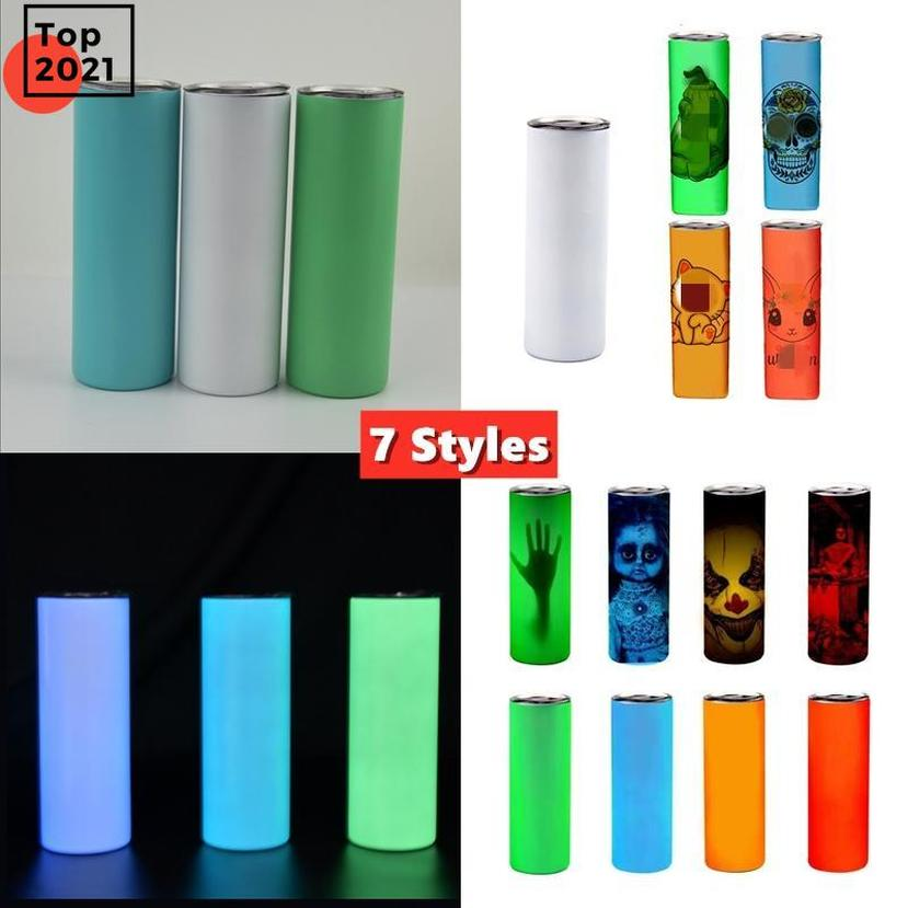 

Sublimation Straight Tumbler 20oz Glow in the dark Blank Tumblers with Luminous paint Vacuum Insulated Heat Transfer Car Mug 7 Styles sxa30, 7 styles (a-g)