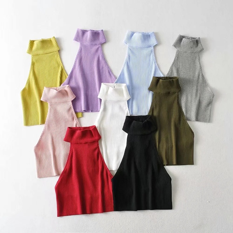 Knitted short Tank tops women Summer Sexy Style Women's Clothing Narrow Shoulder Backless Sleeveless Vest Female 220325