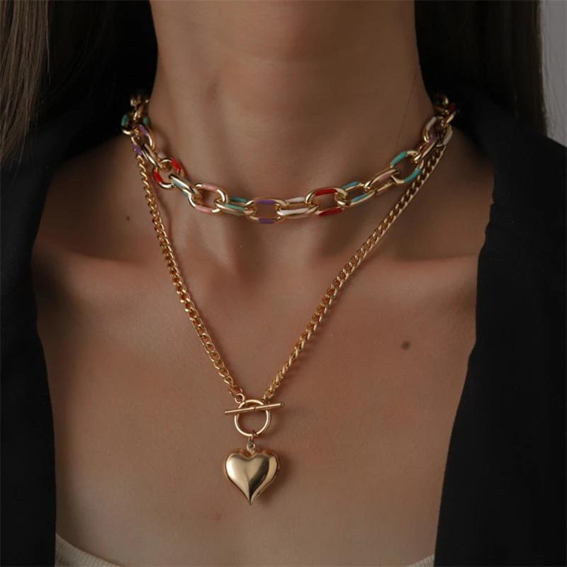 Chains Designer Original Rainbow Drip Oil OT Buckle Heart-shaped Pendant Fashion Simple Clavicle Necklace Ladies Party GiftChains
Chains Designer Original Rainbow Drip Oil OT Buckle Heart-shaped Pendant Fashion Simple Clavicle Necklace Ladies Party GiftChains