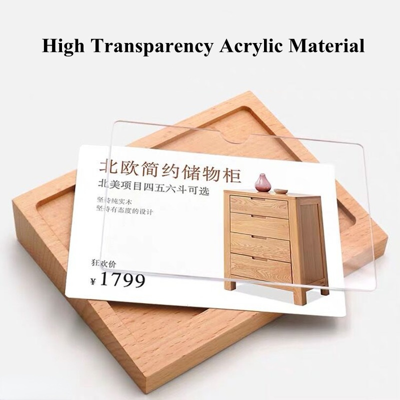 90X54MM Table Acrylic Sign Holder Ad Photo Picture Frame Wood Menu stand