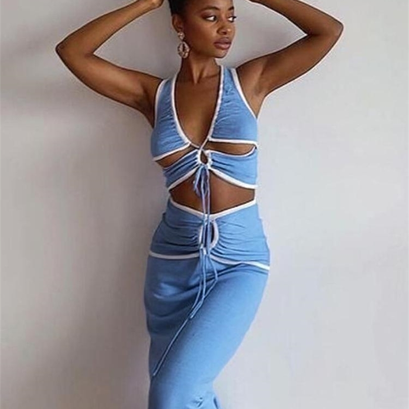 Jacqueline Summer Bodycon Midi Skirts Sets Beach Outfits for Women 2 Piece Cut Out Sexy Tops and Split Dress Set Y2K Party 220510, Blue
Jacqueline Summer Bodycon Midi Skirts Sets Beach Outfits for Women 2 Piece Cut Out Sexy Tops and Split Dress Set Y2K Party 220510, Blue