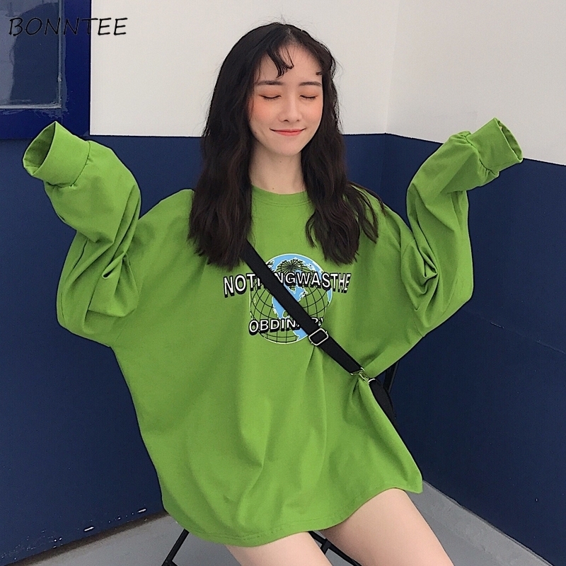 Tshirts Women Spring Lady Clothing Ulzzang Long Sleeve Tshirt Womens Trendy Letter Printed Harajuku Korean Style Hip Hop Loose Y200412, Green 
Tshirts Women Spring Lady Clothing Ulzzang Long Sleeve Tshirt Womens Trendy Letter Printed Harajuku Korean Style Hip Hop Loose Y200412, Green