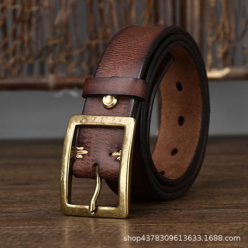 Belts Retro Fashion Pin Buckle Jeans Men Women Belt Head Layer Cowhide Genuine Leather Business Formal Luxury High-quality Designer, Black
Belts Retro Fashion Pin Buckle Jeans Men Women Belt Head Layer Cowhide Genuine Leather Business Formal Luxury High-quality Designer, Black