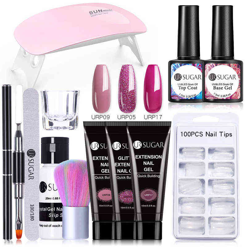 NXY Nail Gel Extension Set 6w Led Lamp Full Manicure Quick Kit Building Finger s Tool 0328