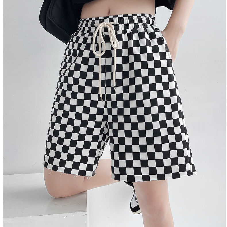 Women's Loose Plaids Shorts Elastic Waist Daily Pants Casual Black and White Sports Loose Trousers Summer Knee-Length Streetwear
Women's Loose Plaids Shorts Elastic Waist Daily Pants Casual Black and White Sports Loose Trousers Summer Knee-Length Streetwear