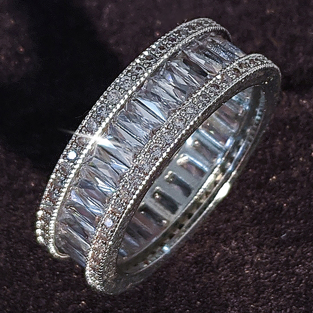 Choucong Brand Wedding Rings Luxury Jewelry 925 Sterling Silver Fill Radiant Shape 5A Cubic Zircon CZ Diamond Gemstones Party Women Engagement Band Ri