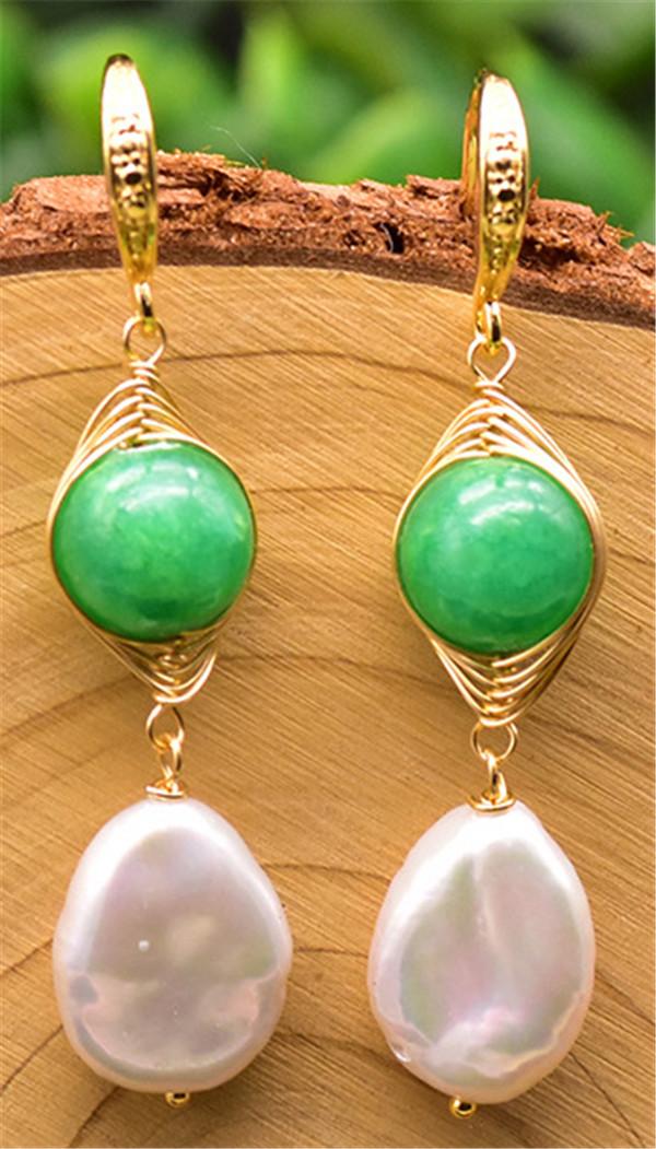 Dangle & Chandelier Natural White 11-12mm Freshwater Pearl Green Jade Earrings 14k Filled Gold Ladies Jewelry Gift For WomenDangle
Dangle & Chandelier Natural White 11-12mm Freshwater Pearl Green Jade Earrings 14k Filled Gold Ladies Jewelry Gift For WomenDangle