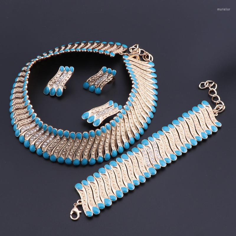 Earrings & Necklace Trendy Style Crystal Bridal Jewelry Sets Wedding Blue Enamel Gold Color Fashion Party AccessoriesEarrings, As pic
Earrings & Necklace Trendy Style Crystal Bridal Jewelry Sets Wedding Blue Enamel Gold Color Fashion Party AccessoriesEarrings, As pic