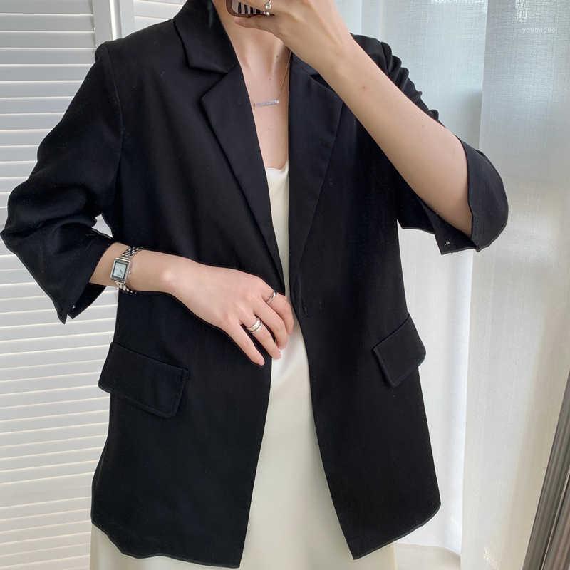 Women's Suits & Blazers Korea Chic Simple Trend Women Solid Color Lapel Single Button Pocket Loose Fashion Mid-sleeve Blazer Autumn 2022, Black
Women's Suits & Blazers Korea Chic Simple Trend Women Solid Color Lapel Single Button Pocket Loose Fashion Mid-sleeve Blazer Autumn 2022, Black