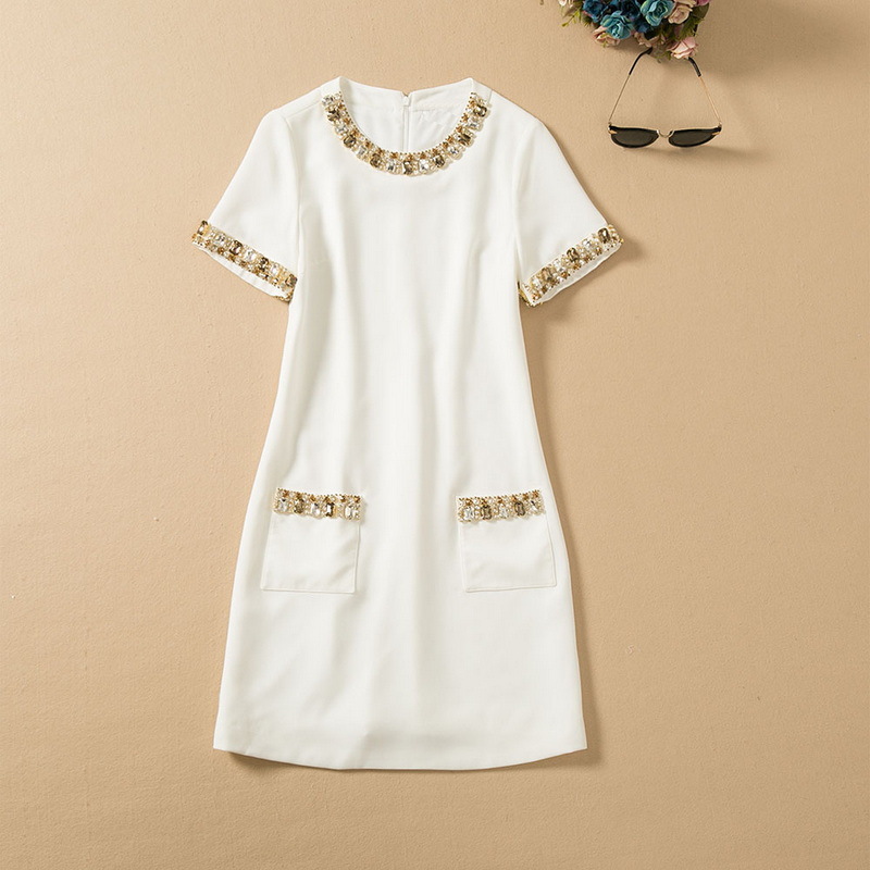 European and American women' wear spring 2022 new Short sleeve heavy drill round collar fashion Pocket slim dress, Black
European and American women' wear spring 2022 new Short sleeve heavy drill round collar fashion Pocket slim dress, Black