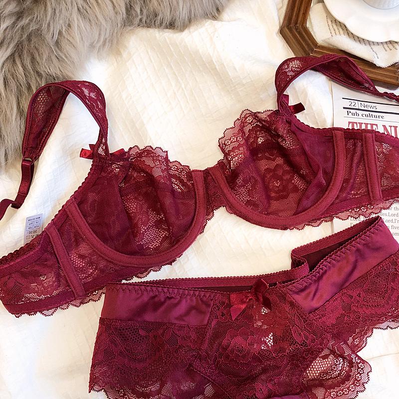 Bras Sets Wriufred Sexy Transparent Gathering Lingerie Romantic Ultra-thin Lace Big Breasts Plus Size Steel Ring Bra Underwear Set, As picture show
Bras Sets Wriufred Sexy Transparent Gathering Lingerie Romantic Ultra-thin Lace Big Breasts Plus Size Steel Ring Bra Underwear Set, As picture show