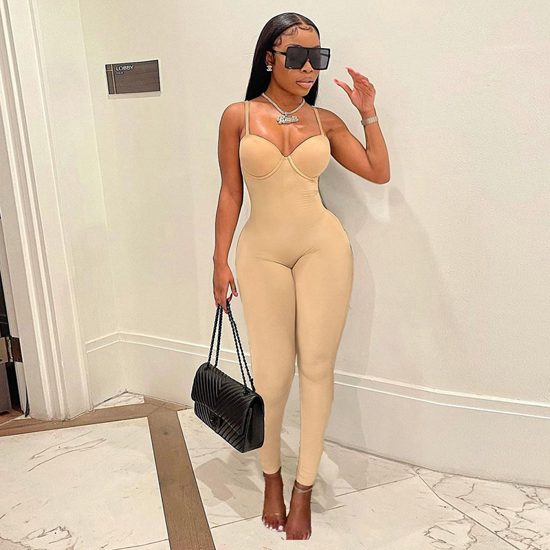 Woman Sport Jumpsuits Solid Color Skinny Rompers Women High Waist Bodysuits
