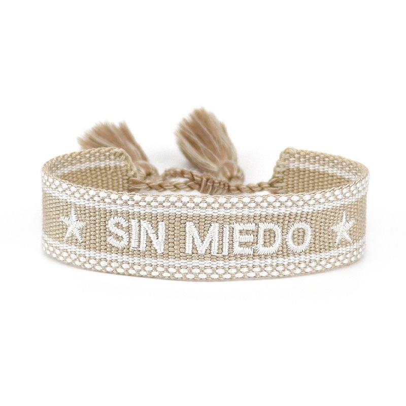 Woven Braided Bracelet Handmade Women Friendship Bracelets with Spanish Embroidery Letters Tassels Jewelry Gift Adjustable 220414