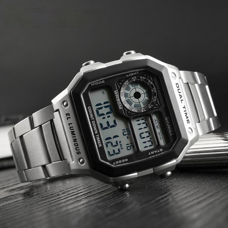 Wristwatches TOP Business Men Fashion Casual Electronic Waterproof Clock Relogio Masculino Digital Dual Time Sports Watches, Silver
Wristwatches TOP Business Men Fashion Casual Electronic Waterproof Clock Relogio Masculino Digital Dual Time Sports Watches, Silver