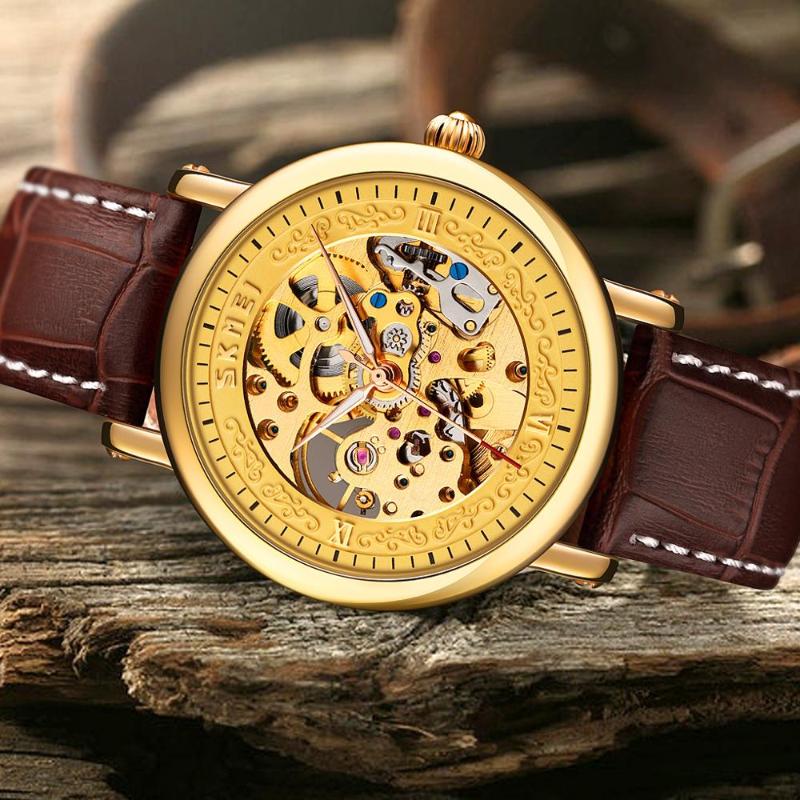 Wristwatches Automatic Watches Men Mechanical Wristwatch Simple Hollow Big DialWaterproof Leather Strap Male Relogio Masculino SKMEI MansWri, Gold
Wristwatches Automatic Watches Men Mechanical Wristwatch Simple Hollow Big DialWaterproof Leather Strap Male Relogio Masculino SKMEI MansWri, Gold