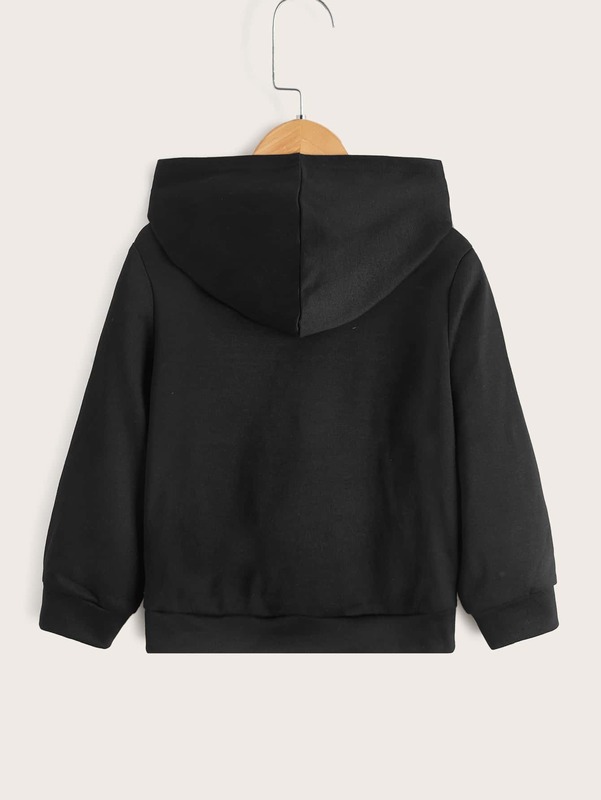 Toddler Boys Cartoon Face Pattern Kangaroo Pocket Hoodie SHE