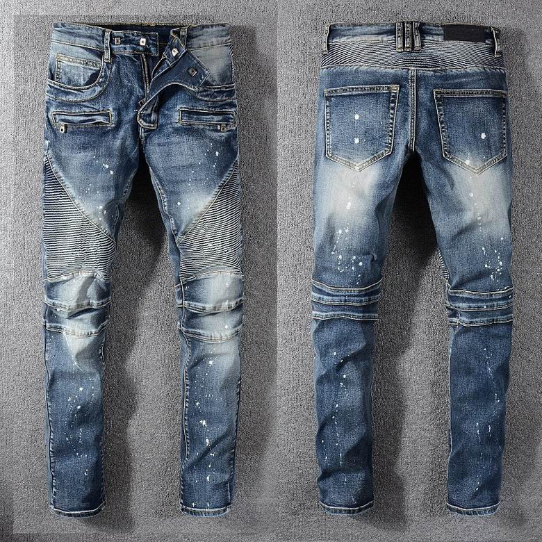 Jeans Newest Mens Designer Jean Distressed Ripped Biker Slim Fit Motorcycle Bikers Denim For Men s Fashion Mans Black Pants Free ship