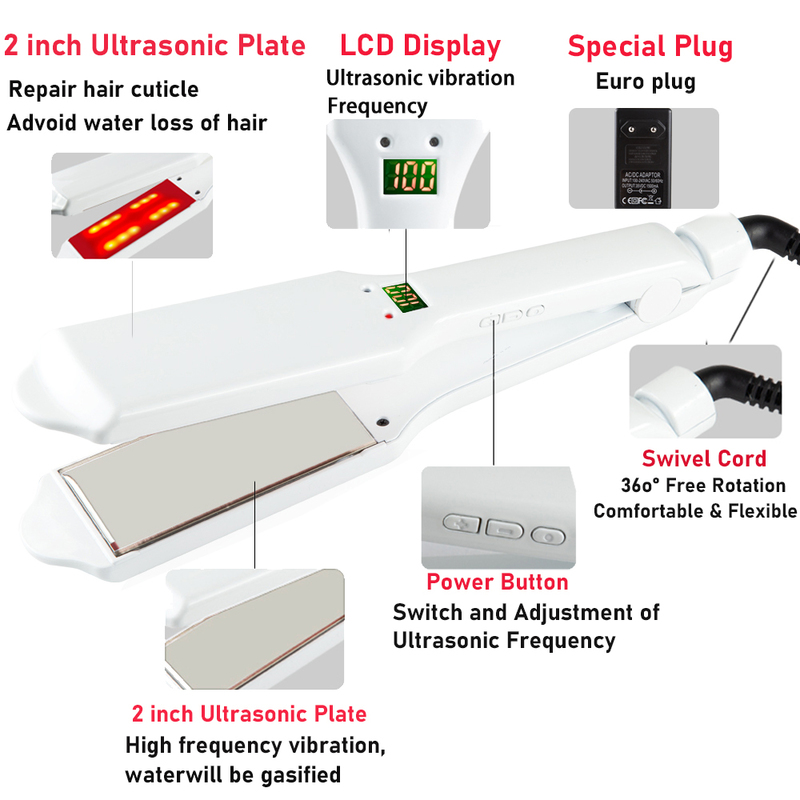 Hair irons Infrared Ultrasonic Care Iron for Frizzy Dry Keratin Repair 2 inch Treatment Recovers Irons 220623
