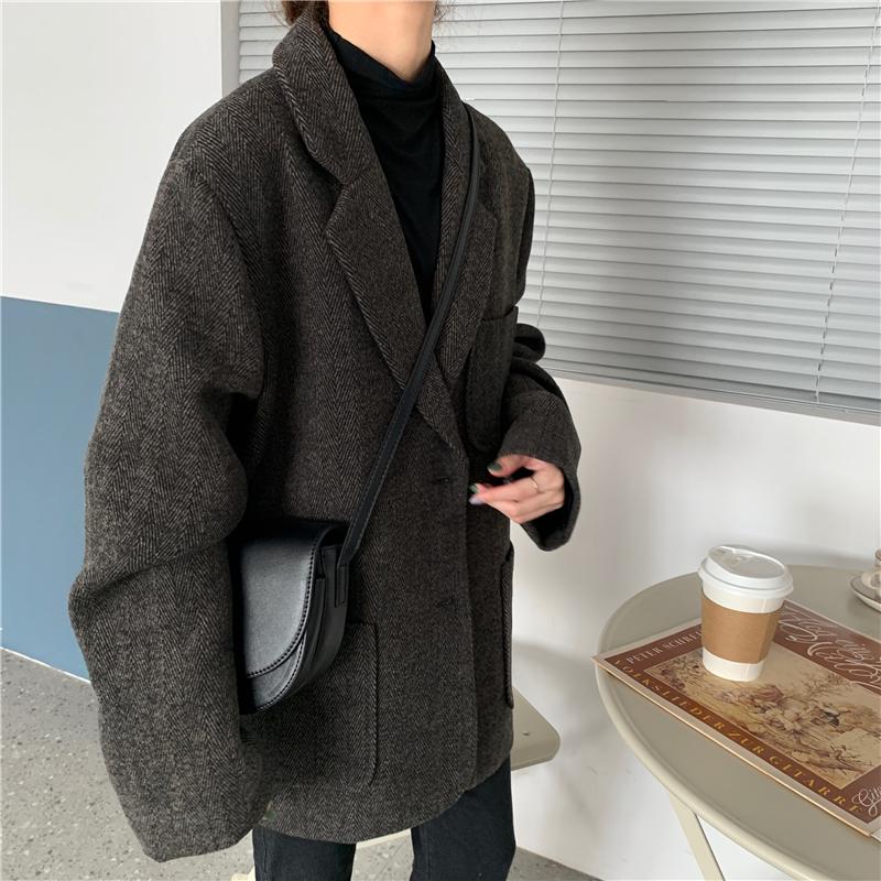 Women's Suits & Blazers Woolen Blazer Women Autumn And Winter Korean Style Loose Retro British Small SuitWomen's, Dark grey
Women's Suits & Blazers Woolen Blazer Women Autumn And Winter Korean Style Loose Retro British Small SuitWomen's, Dark grey