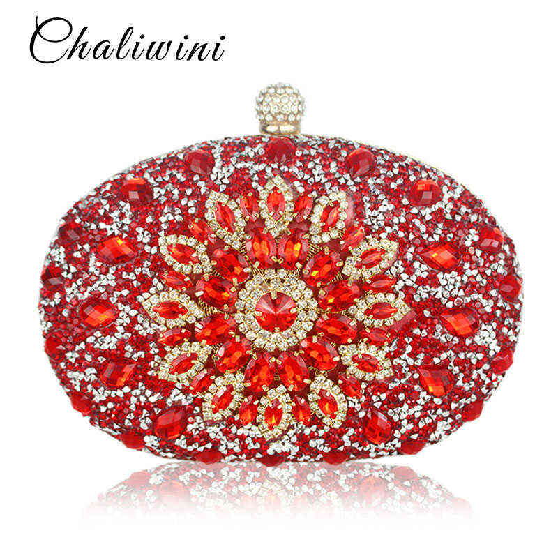 Wedding Diamond Floral Woman Clutch Bag Blue Crystal Handbags Sling Package Cellphone Pocket Matching Wallet Purse