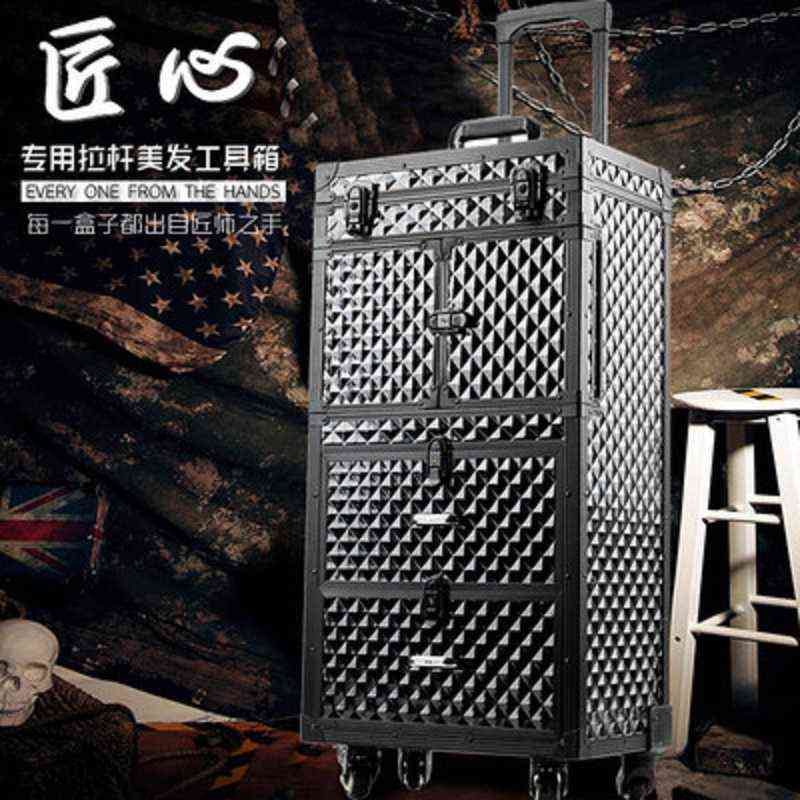 Privatni Red Large Volume Multifunctional Make Rolling Luggage Professional Hairdresser Tools Brand Custom Suitcase J220707