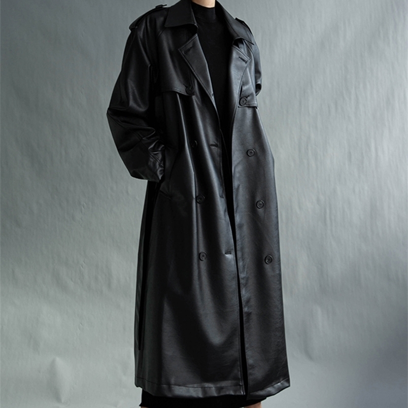 Lautaro Autumn Oversized Black Faux Leather Trench Coat for Women Long Sleeve Belt Double Breasted Loose Fashion 220715
Lautaro Autumn Oversized Black Faux Leather Trench Coat for Women Long Sleeve Belt Double Breasted Loose Fashion 220715