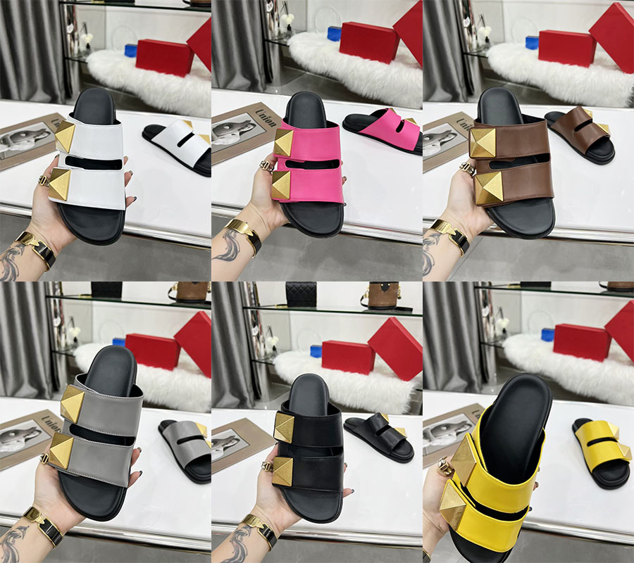 2022 Designer Women Slipper Roman Stud Flat Calfskin Slide Sandal Indoor Slippers Summer Luxury Fashion girl Beach Flat Flip Flops Shoes 
2022 Designer Women Slipper Roman Stud Flat Calfskin Slide Sandal Indoor Slippers Summer Luxury Fashion girl Beach Flat Flip Flops Shoes