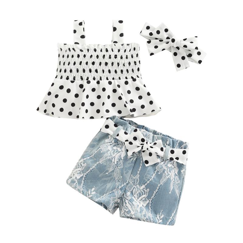 Clothing Sets Infant Baby Girls Four-piece Pants Suit White Dots Print Camisole Denim Shorts Waistband And HeaddressClothing, As pic
Clothing Sets Infant Baby Girls Four-piece Pants Suit White Dots Print Camisole Denim Shorts Waistband And HeaddressClothing, As pic